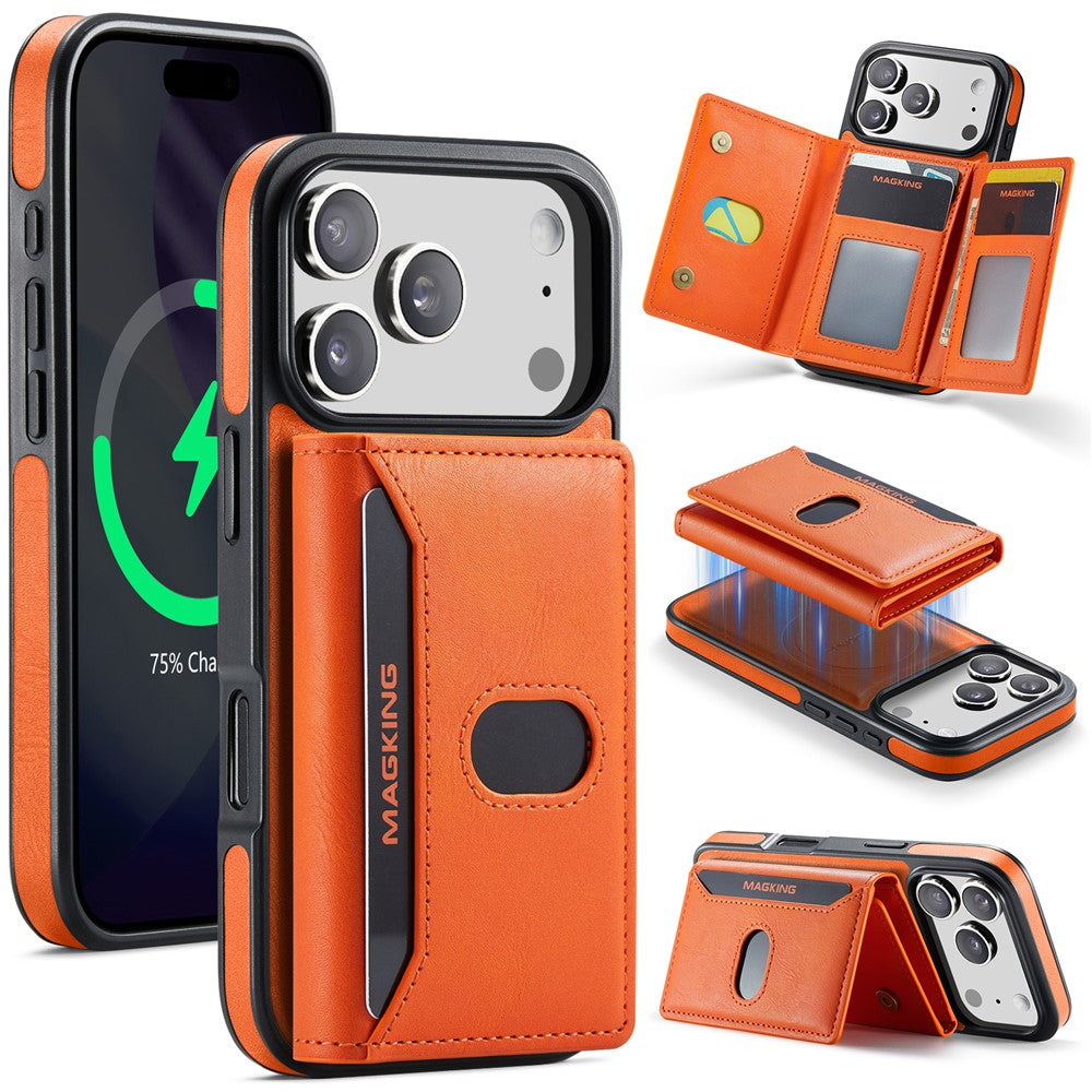 MAGKING K5 for iPhone 18 Pro / 17 Pro Case RFID Blocking 8 Card Holder PU Leather Phone Back Cover