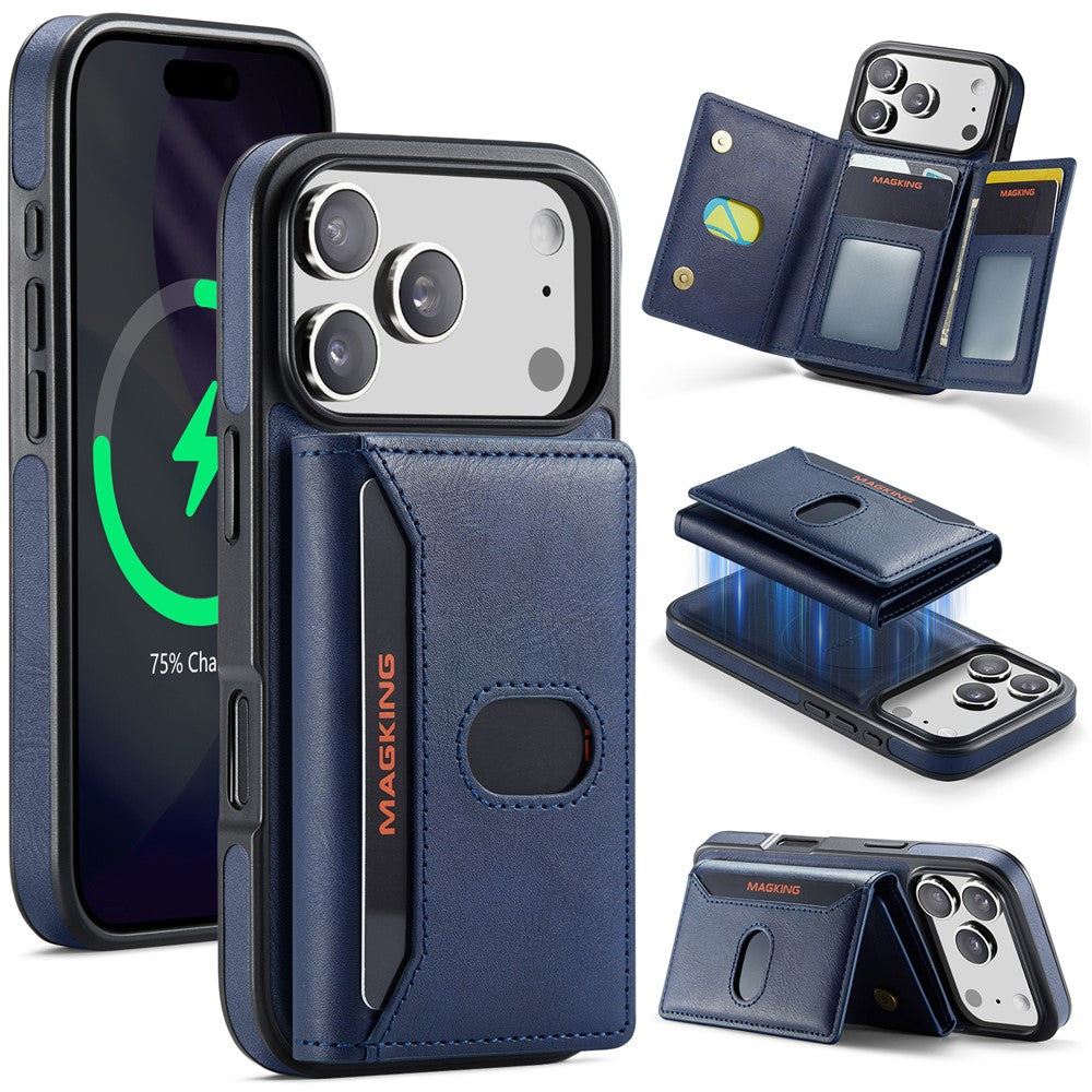 MAGKING K5 for iPhone 18 Pro / 17 Pro Case RFID Blocking 8 Card Holder PU Leather Phone Back Cover