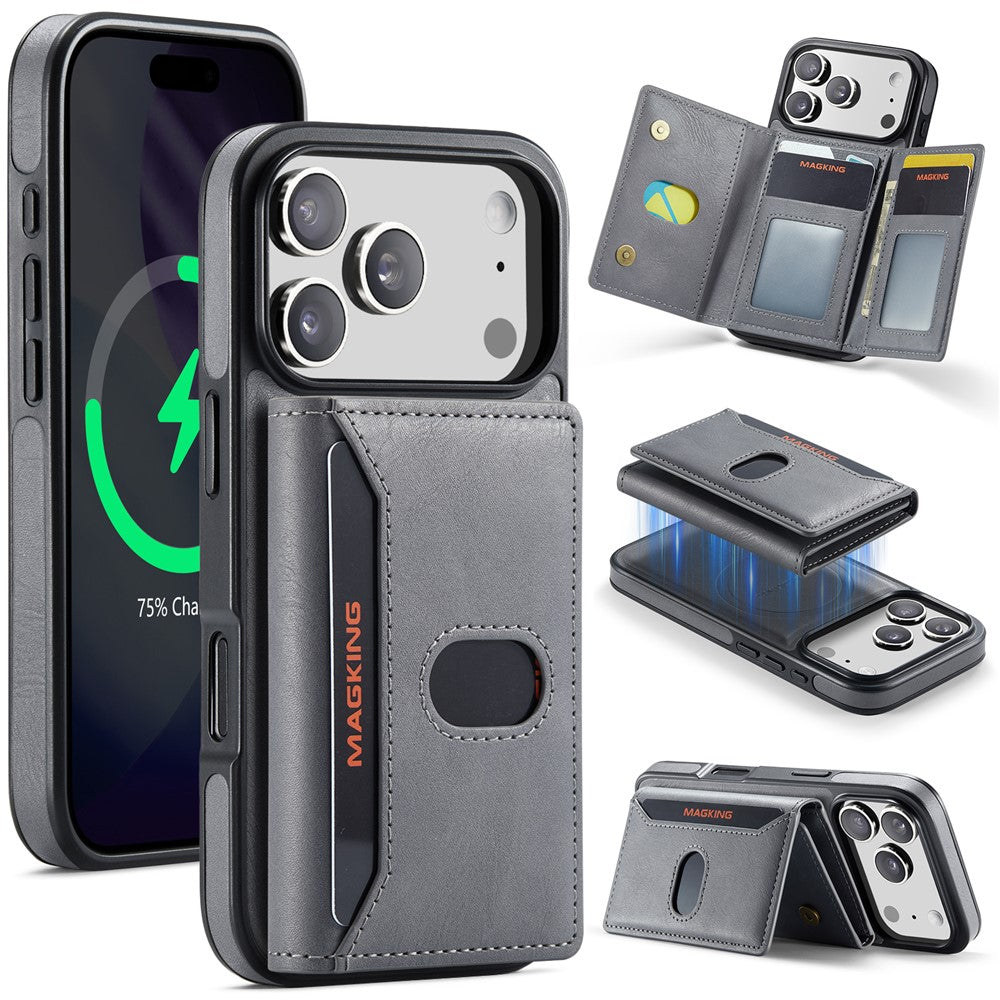 MAGKING K5 for iPhone 18 Pro / 17 Pro Case RFID Blocking 8 Card Holder PU Leather Phone Back Cover