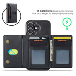 MAGKING K5 for iPhone 18 / 17 Case RFID Blocking 8 Card Holder PU Leather Phone Back Cover