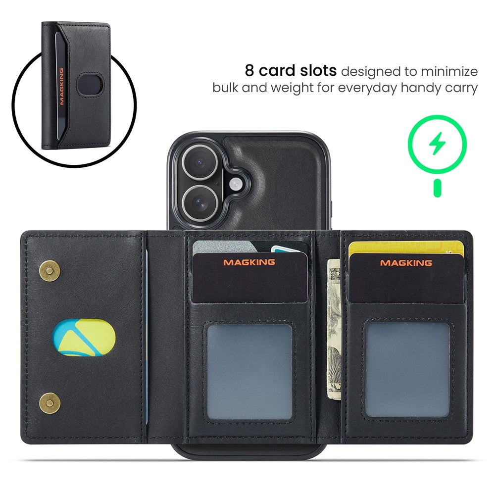 MAGKING K5 for iPhone 18 / 17 Case RFID Blocking 8 Card Holder PU Leather Phone Back Cover