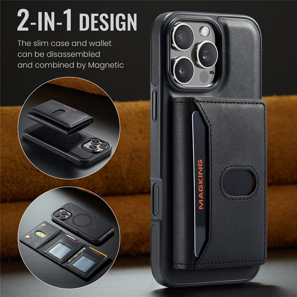 MAGKING K5 til iPhone 16 Pro Cover RFID Blokerende 8 Kortlommer PU Læder Telefon Bagside Cover