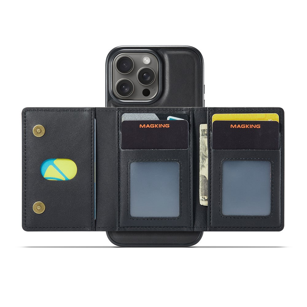 MAGKING K5 til iPhone 16 Pro Cover RFID Blokerende 8 Kortlommer PU Læder Telefon Bagside Cover