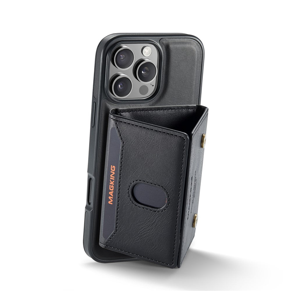 MAGKING K5 til iPhone 16 Pro Cover RFID Blokerende 8 Kortlommer PU Læder Telefon Bagside Cover