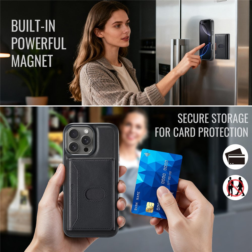 MAGKING K5 til iPhone 16 Pro Cover RFID Blokerende 8 Kortlommer PU Læder Telefon Bagside Cover