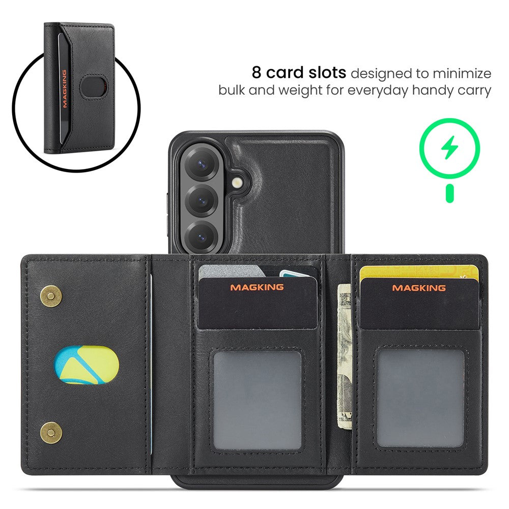 MAGKING K5 til Samsung Galaxy S26 FE Cover RFID-blokerende 8 kortholder PU-lædertelefonbagcover