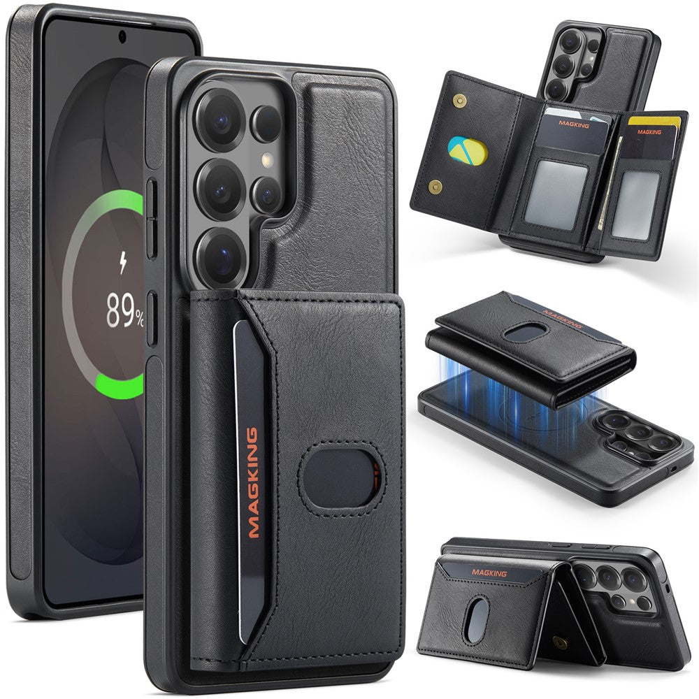 MAGKING K5 for Samsung Galaxy S26 Ultra Case RFID Blocking 8 Card Holder PU Leather Phone Back Cover