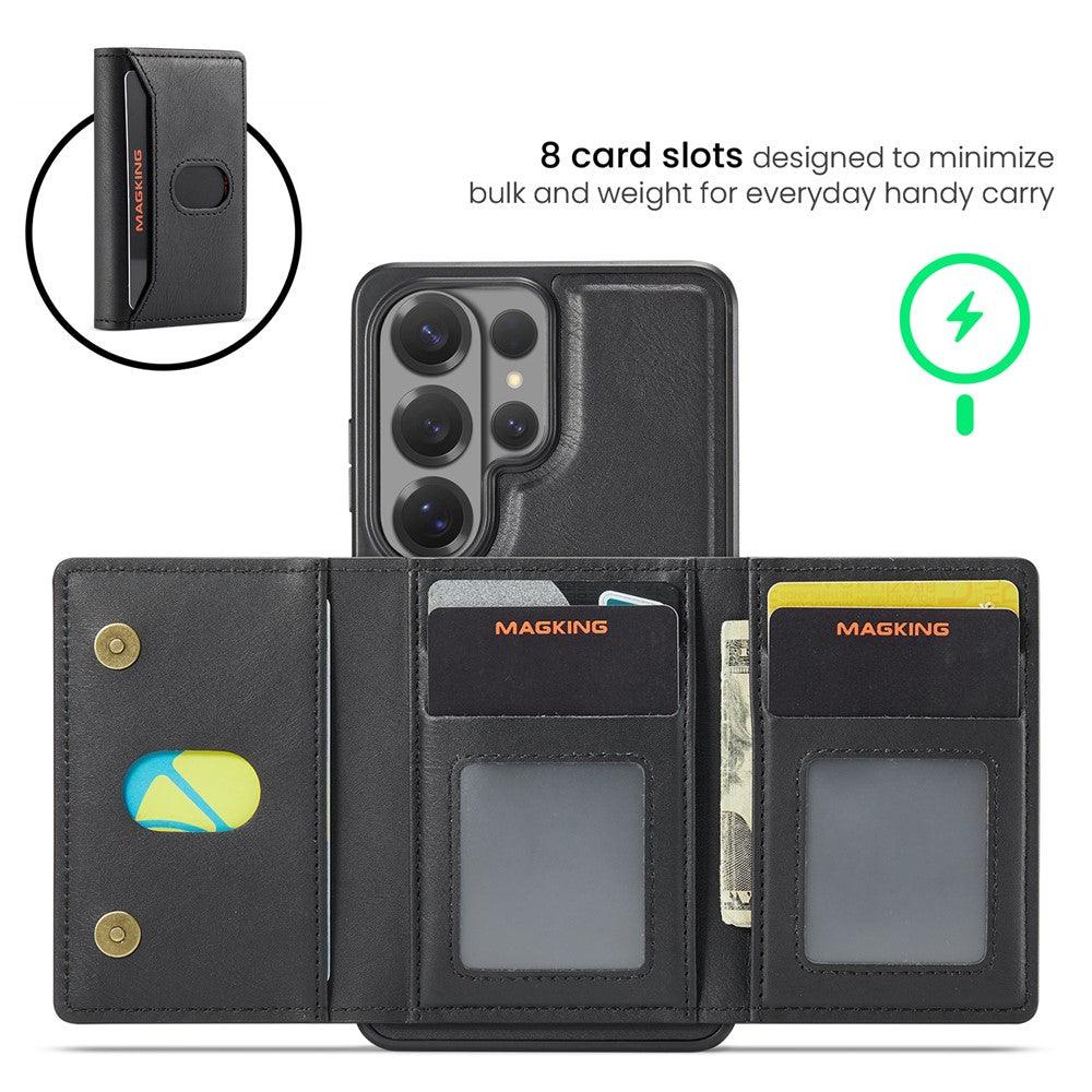 MAGKING K5 for Samsung Galaxy S26 Ultra Case RFID Blocking 8 Card Holder PU Leather Phone Back Cover