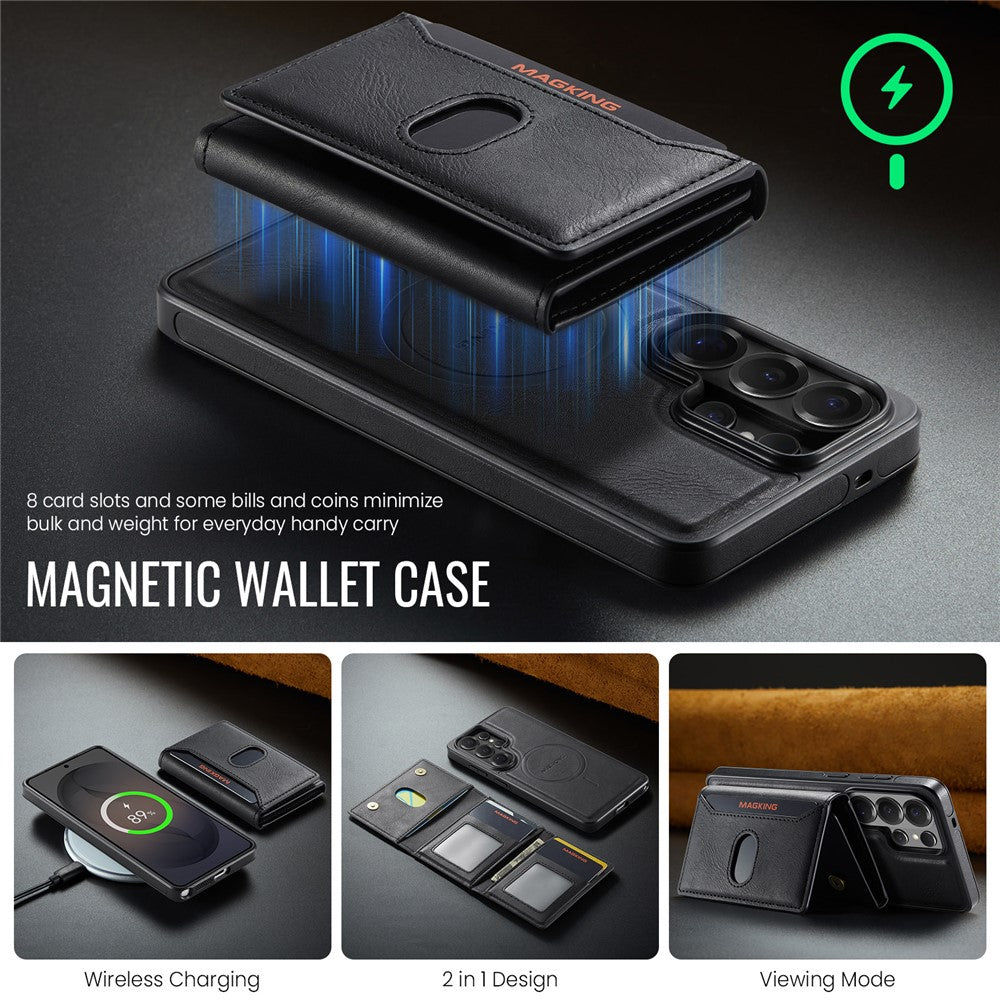 MAGKING K5 for Samsung Galaxy S26 Ultra Case RFID Blocking 8 Card Holder PU Leather Phone Back Cover