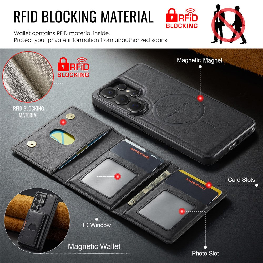 MAGKING K5 for Samsung Galaxy S26 Ultra Case RFID Blocking 8 Card Holder PU Leather Phone Back Cover