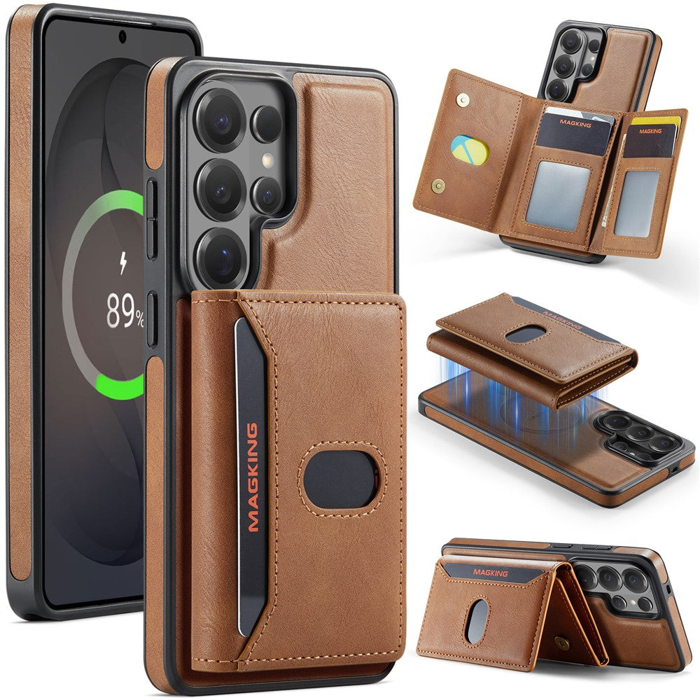 MAGKING K5 for Samsung Galaxy S26 Ultra Case RFID Blocking 8 Card Holder PU Leather Phone Back Cover