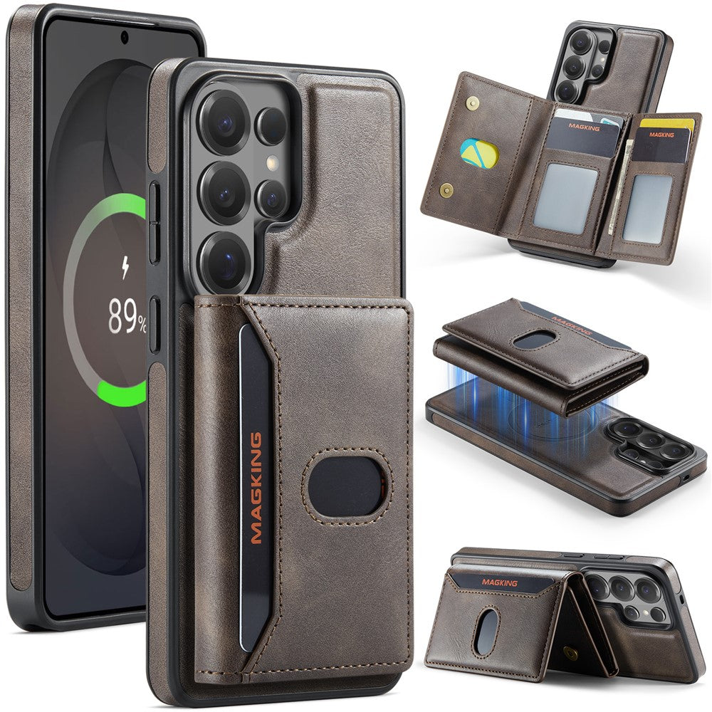 MAGKING K5 for Samsung Galaxy S26 Ultra Case RFID Blocking 8 Card Holder PU Leather Phone Back Cover