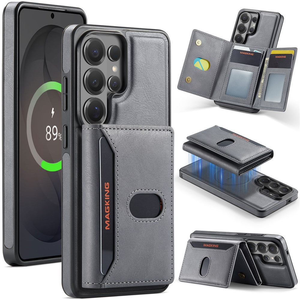 MAGKING K5 for Samsung Galaxy S26 Ultra Case RFID Blocking 8 Card Holder PU Leather Phone Back Cover