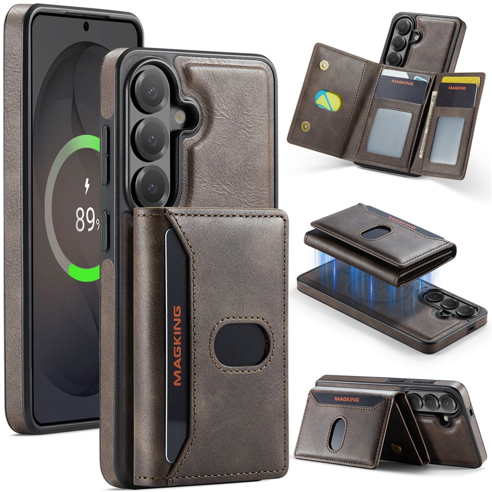 MAGKING K5 for Samsung Galaxy S25 Case RFID Blocking 8 Card Holder PU Leather Phone Back Cover
