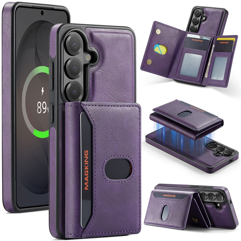 MAGKING K5 for Samsung Galaxy S25 Case RFID Blocking 8 Card Holder PU Leather Phone Back Cover