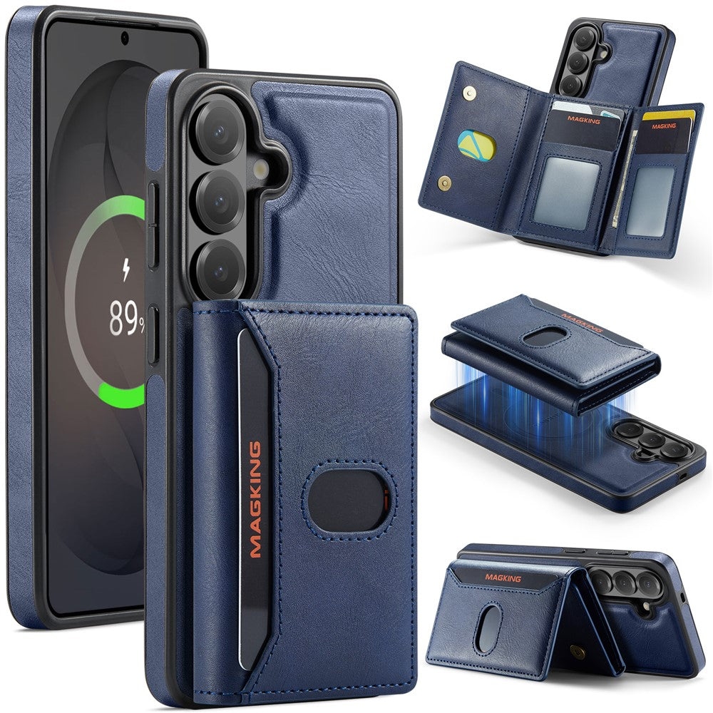 MAGKING K5 for Samsung Galaxy S25 Case RFID Blocking 8 Card Holder PU Leather Phone Back Cover