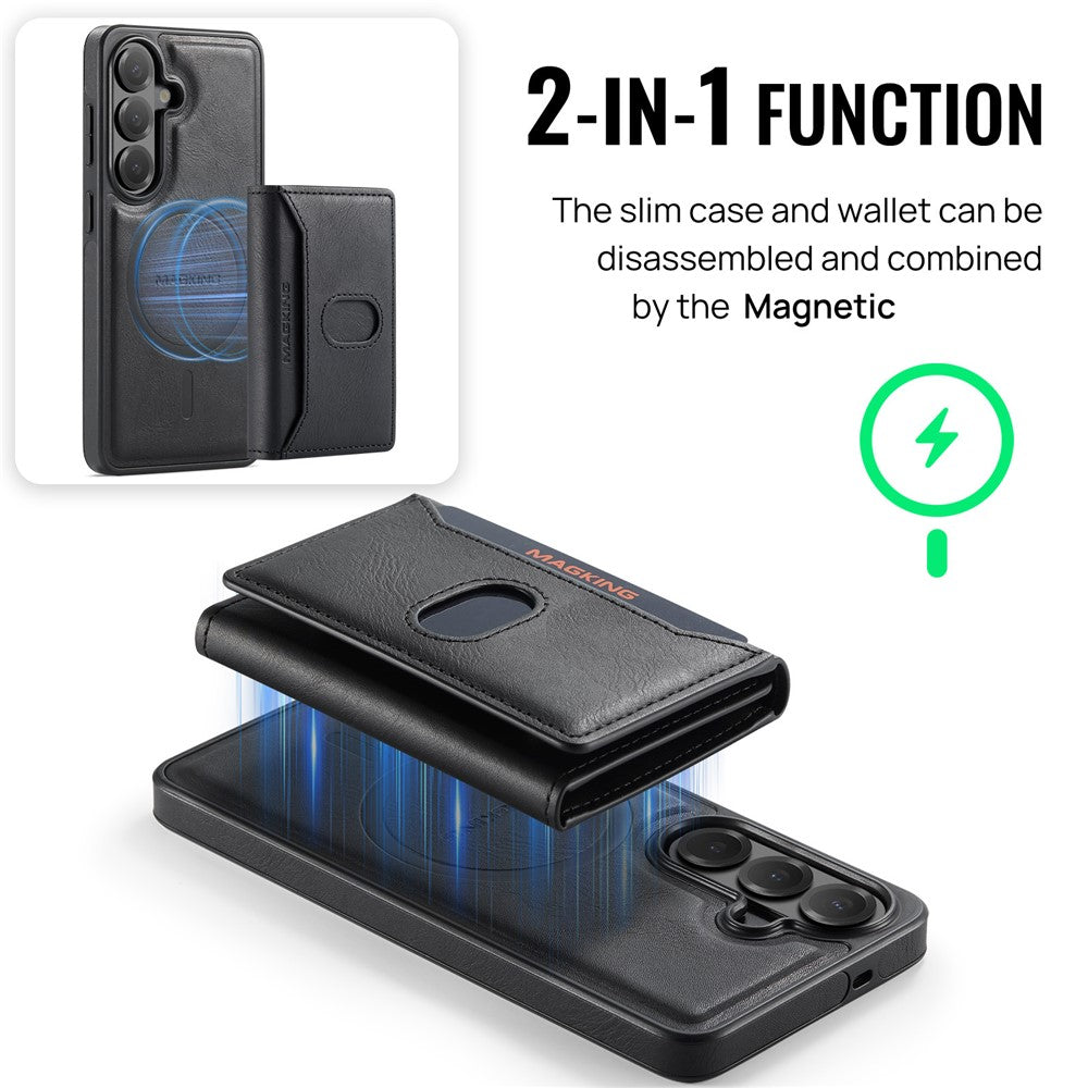 MAGKING K5 for Samsung Galaxy S25+ Case RFID Blocking 8 Card Holder PU Leather Phone Back Cover