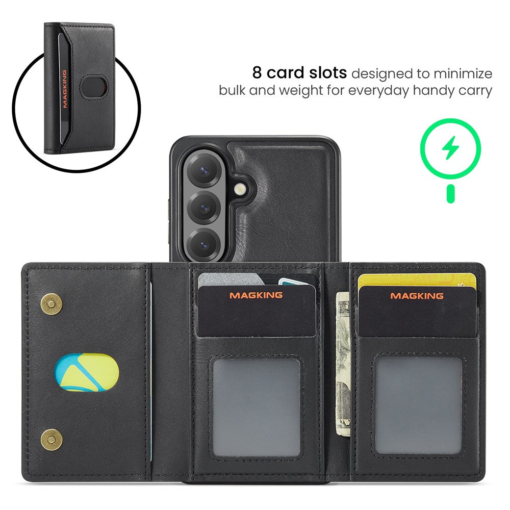 MAGKING K5 for Samsung Galaxy S25+ Case RFID Blocking 8 Card Holder PU Leather Phone Back Cover