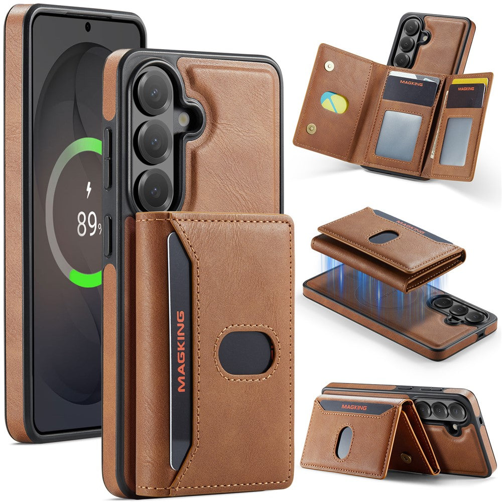 MAGKING K5 for Samsung Galaxy S25+ Case RFID Blocking 8 Card Holder PU Leather Phone Back Cover