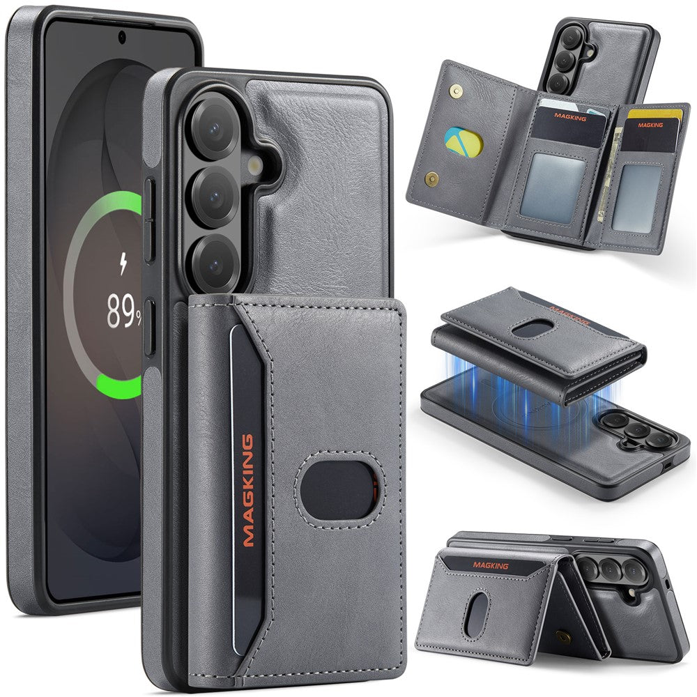 MAGKING K5 for Samsung Galaxy S25+ Case RFID Blocking 8 Card Holder PU Leather Phone Back Cover