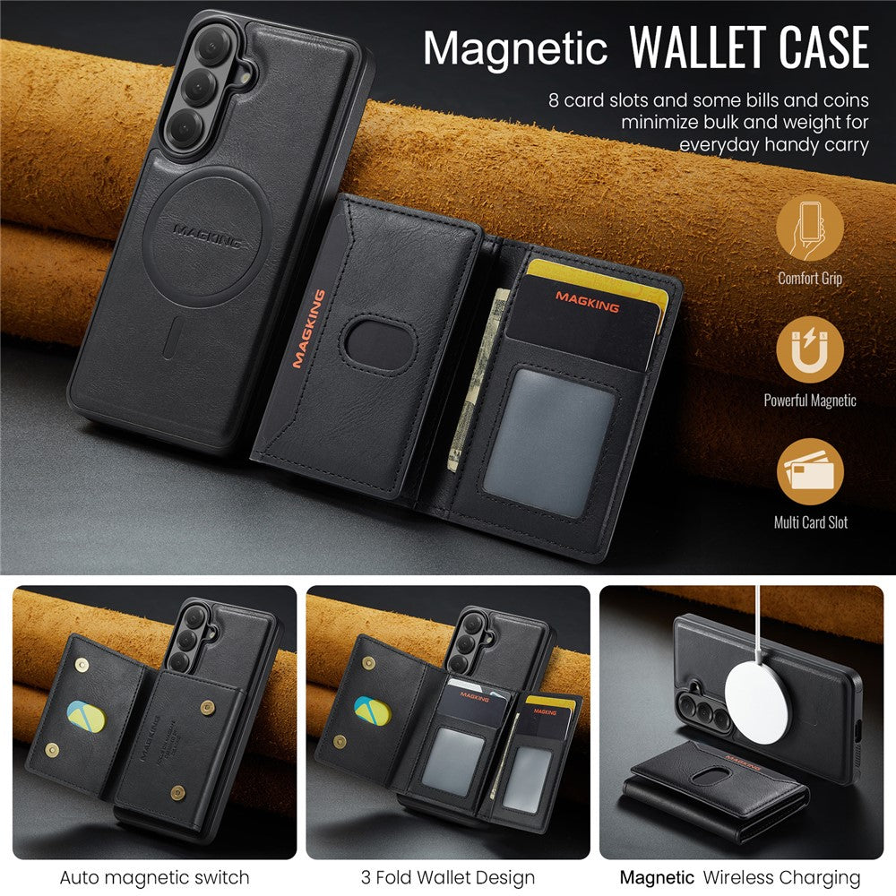 MAGKING K5 til Samsung Galaxy S24 FE Etui RFID-blokerende 8-kortholder PU-læder telefonbagcover