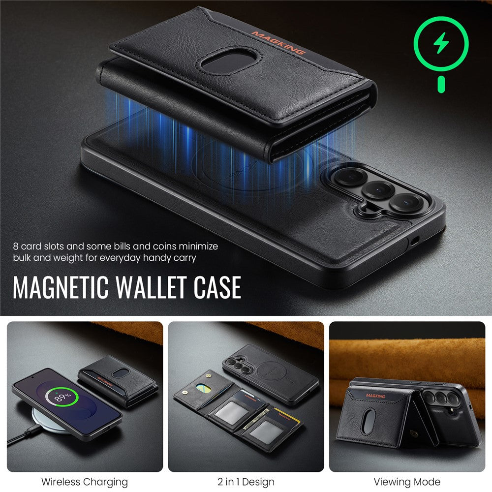 MAGKING K5 til Samsung Galaxy S24 FE Etui RFID-blokerende 8-kortholder PU-læder telefonbagcover