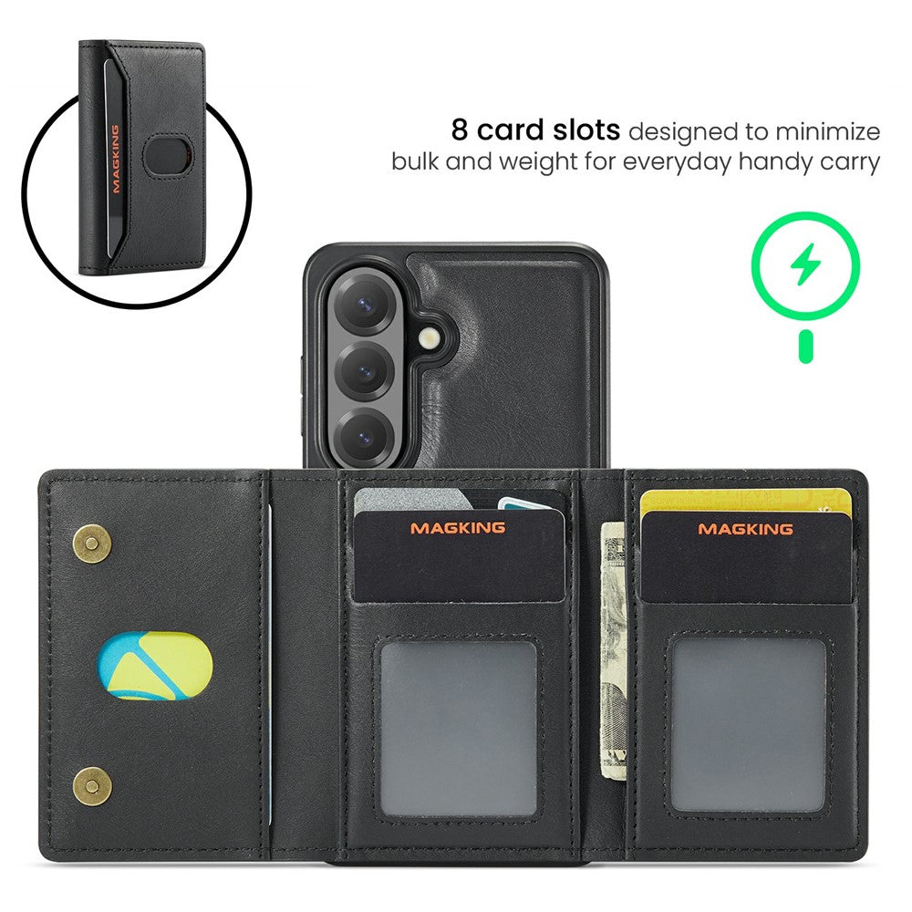 MAGKING K5 for Samsung Galaxy S24 Case RFID Blocking 8 Card Holder PU Leather Phone Back Cover
