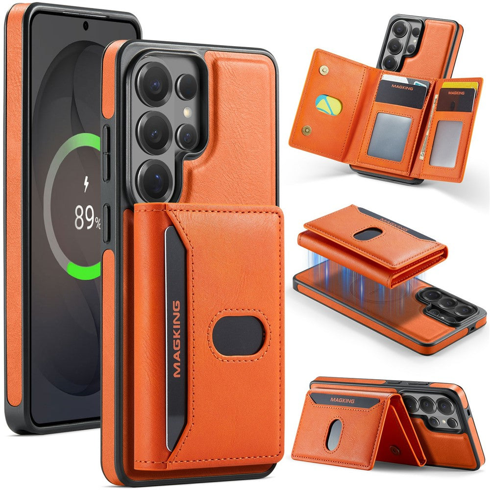 MAGKING K5 for Samsung Galaxy S23 Ultra Case RFID Blocking 8 Card Holder PU Leather Phone Back Cover