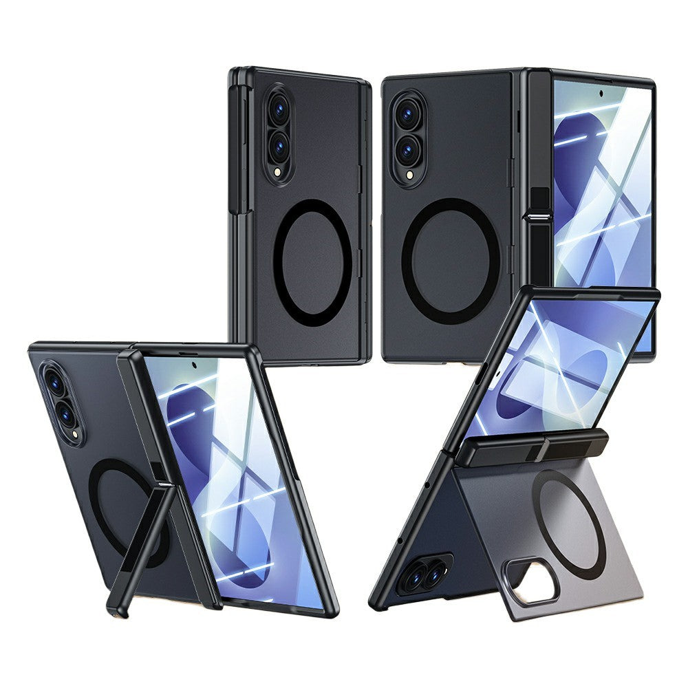 Magnetisk cover til Samsung Galaxy Z Fold8 med HD-klar hærdet glasfilm, dobbelt stativ og PC + TPU-mobilskal