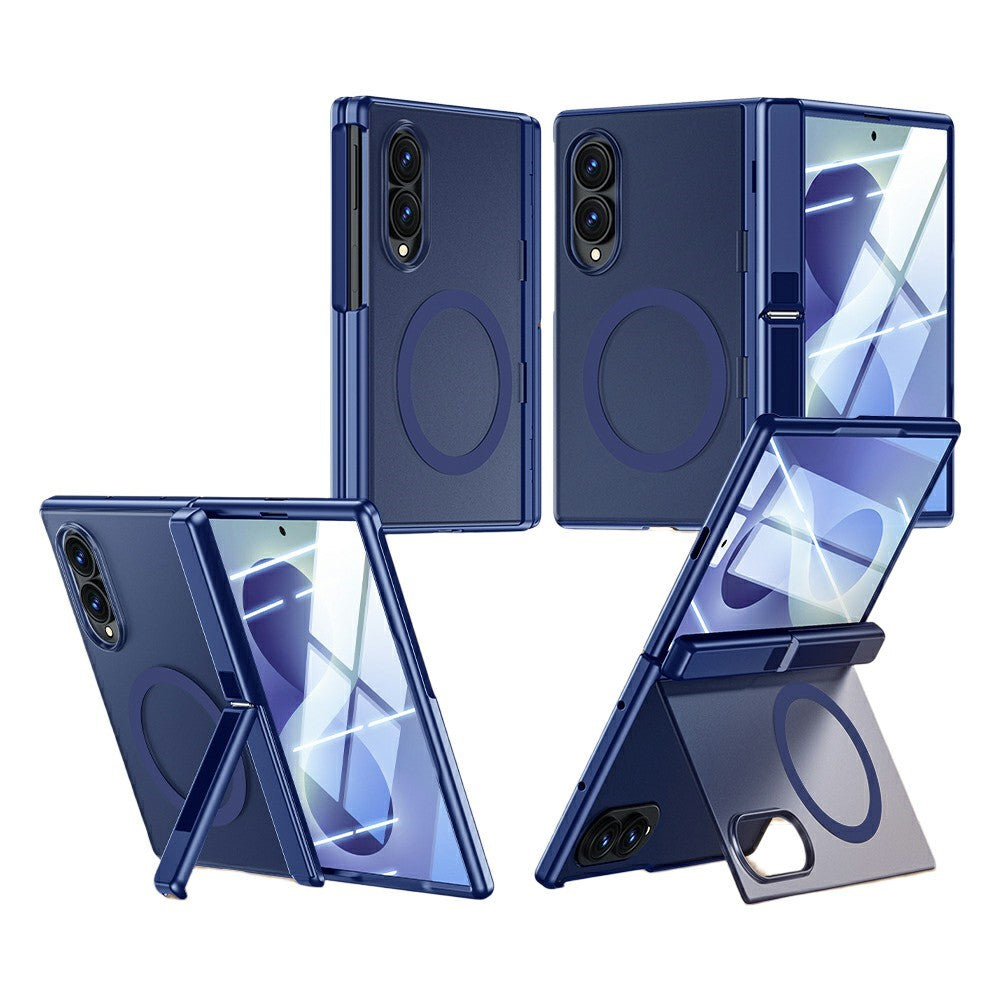 Magnetisk cover til Samsung Galaxy Z Fold8 med HD-klar hærdet glasfilm, dobbelt stativ og PC + TPU-mobilskal