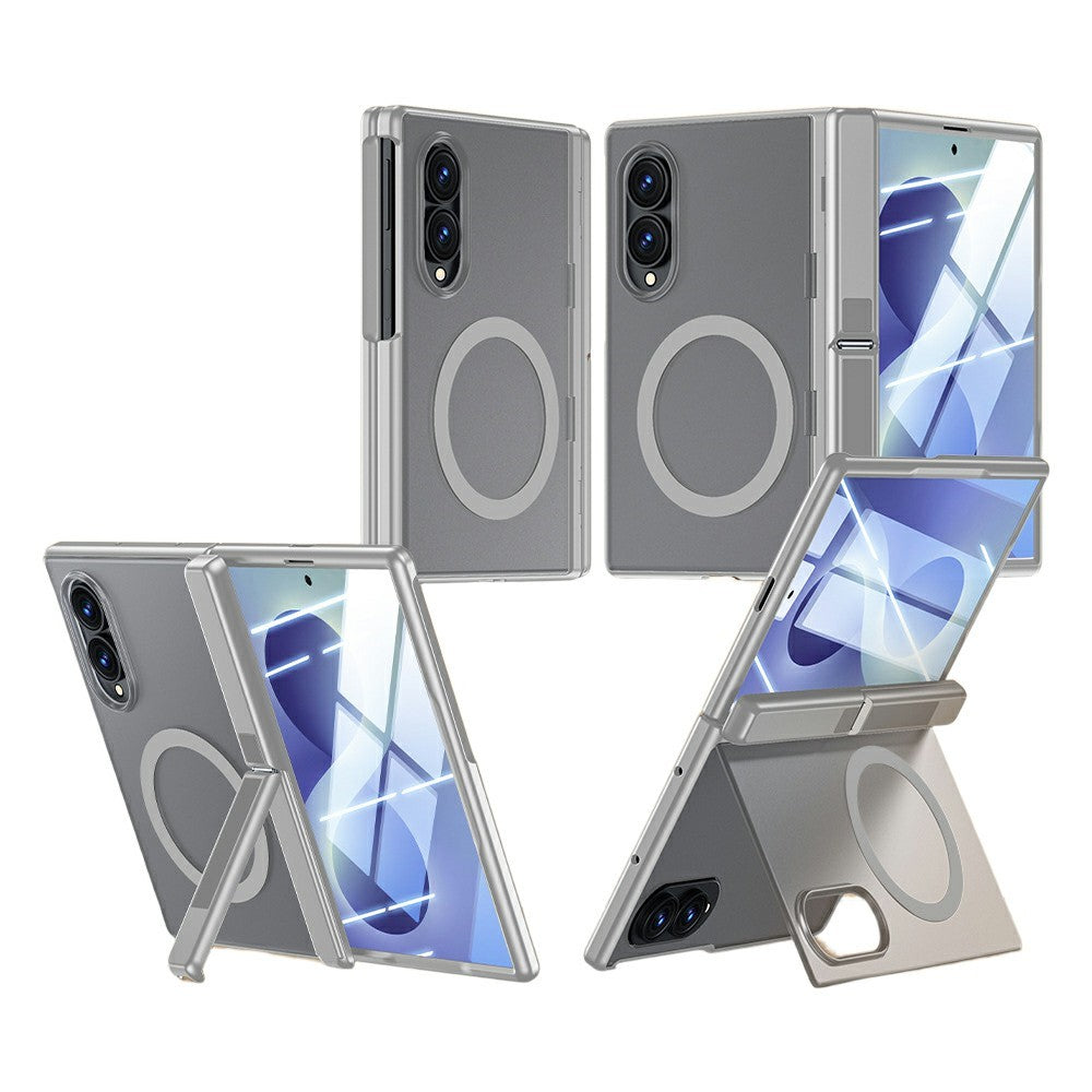 Magnetisk cover til Samsung Galaxy Z Fold8 med HD-klar hærdet glasfilm, dobbelt stativ og PC + TPU-mobilskal