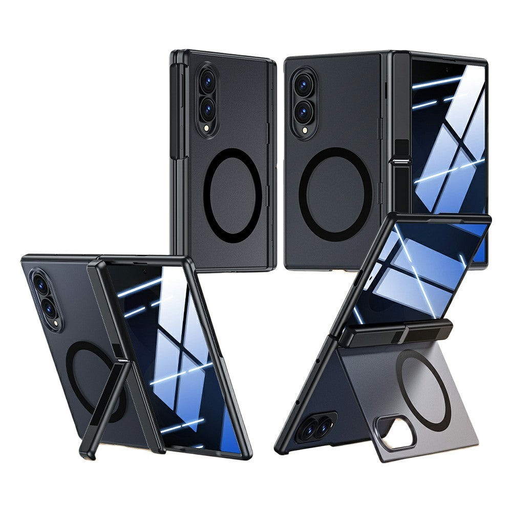 For Samsung Galaxy Z Fold8 Magnetic Case with Anti-Spy Tempered Glass Screen Protector Dual Kickstand PC + TPU Phone Cover