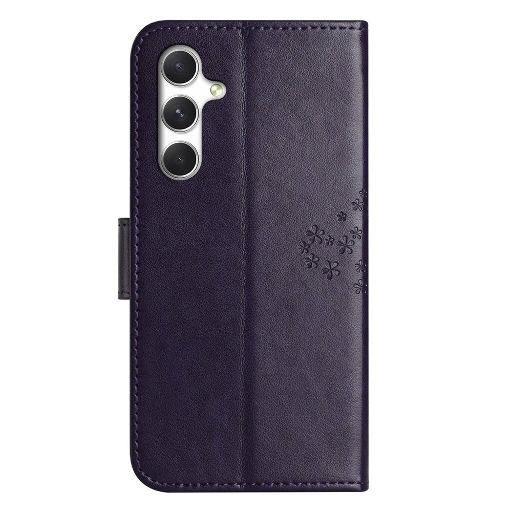 For Samsung Galaxy S26 FE Case PU Leather Owl Tree Imprinted Wallet Phone Cover with Strap
