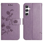 For Samsung Galaxy S26 FE Case Wallet Stand Imprinted Butterfly Flower PU Leather Phone Cover with Hand Strap