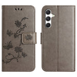 For Samsung Galaxy S26 FE Case Wallet Stand Imprinted Butterfly Flower PU Leather Phone Cover with Hand Strap