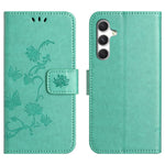For Samsung Galaxy S26 FE Case Wallet Stand Imprinted Butterfly Flower PU Leather Phone Cover with Hand Strap