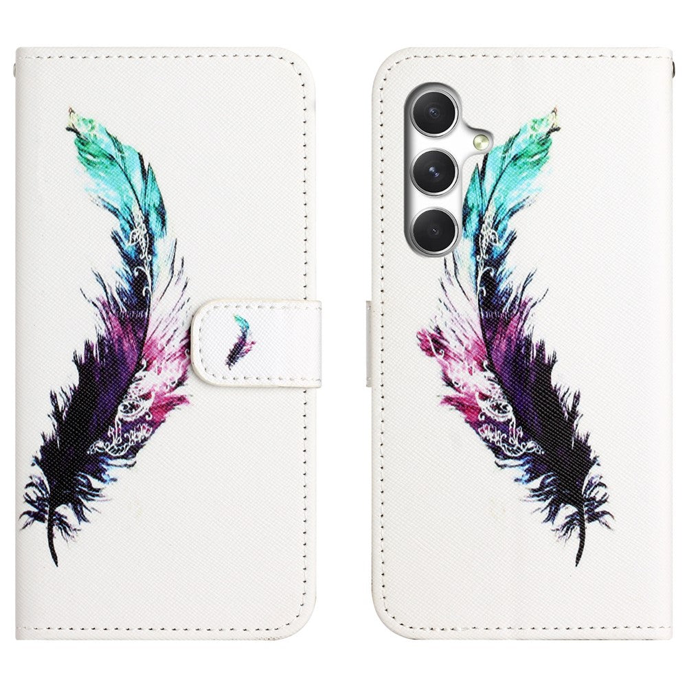 Samsung Galaxy S26 FE-skal Mönstertryck PU-läder Plånboksfodral Korsstruktur