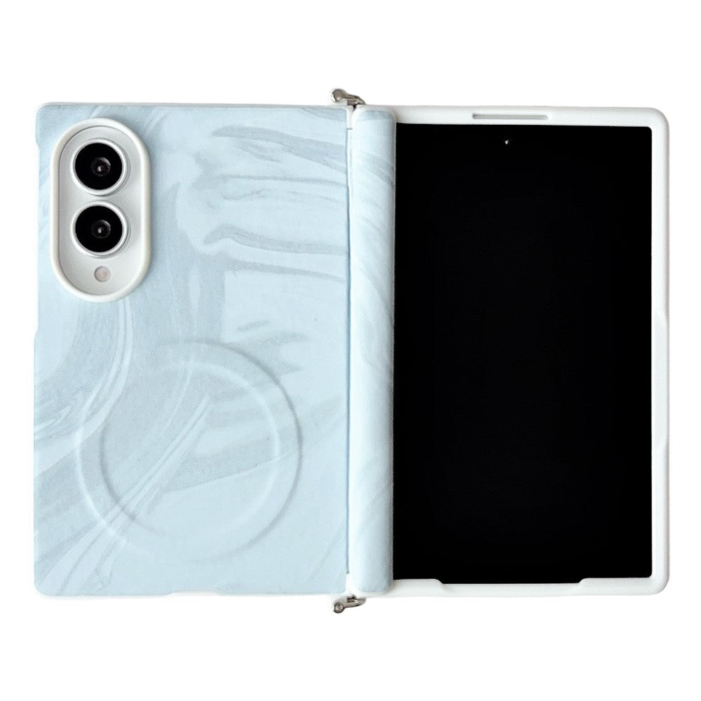 Til Samsung Galaxy Z Fold8 Magnetisk Etui Krusningsmønster Hængselbeskyttelse PC Hard Shell Telefoncover med Håndrem