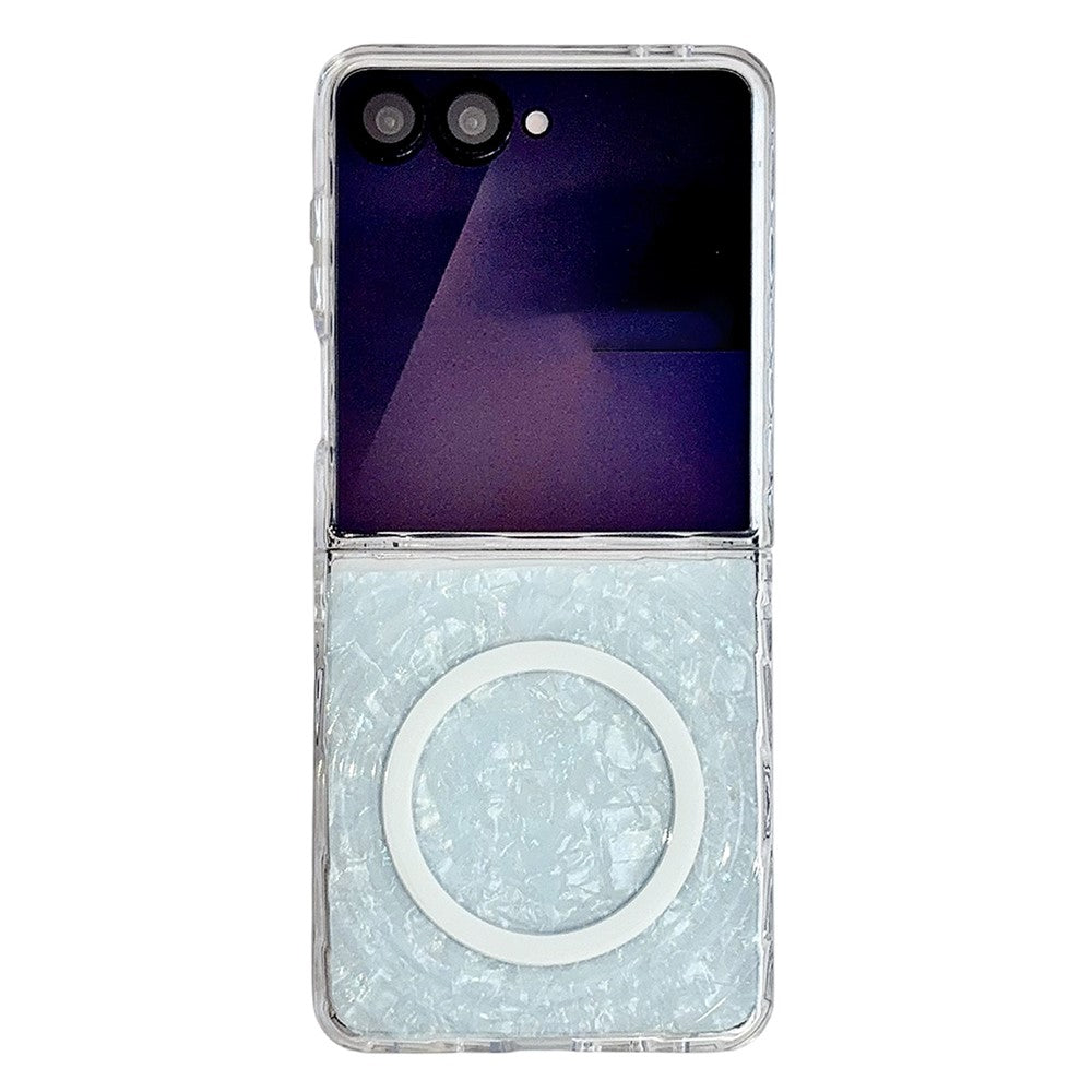 For Samsung Galaxy Z Flip8 Magnetic Case Shimmering Shell Pattern Hard PC Foldable Phone Cover