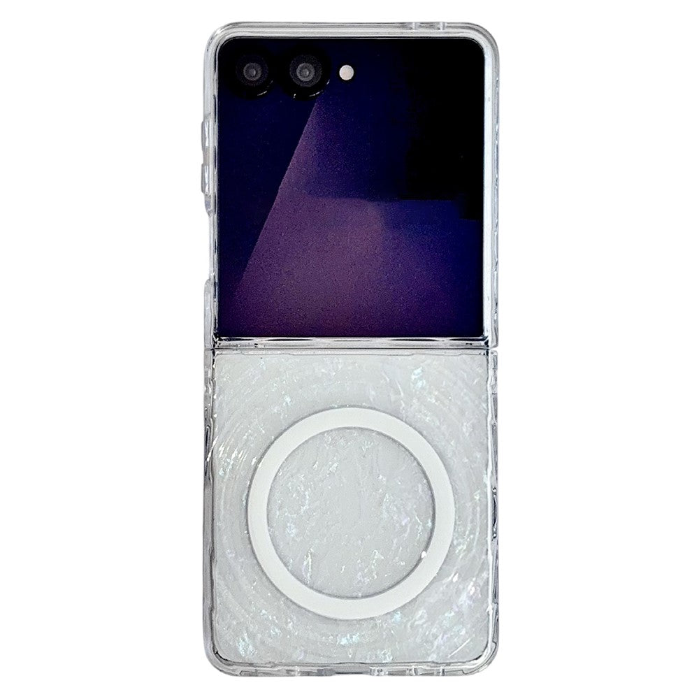 For Samsung Galaxy Z Flip8 Magnetic Case Shimmering Shell Pattern Hard PC Foldable Phone Cover