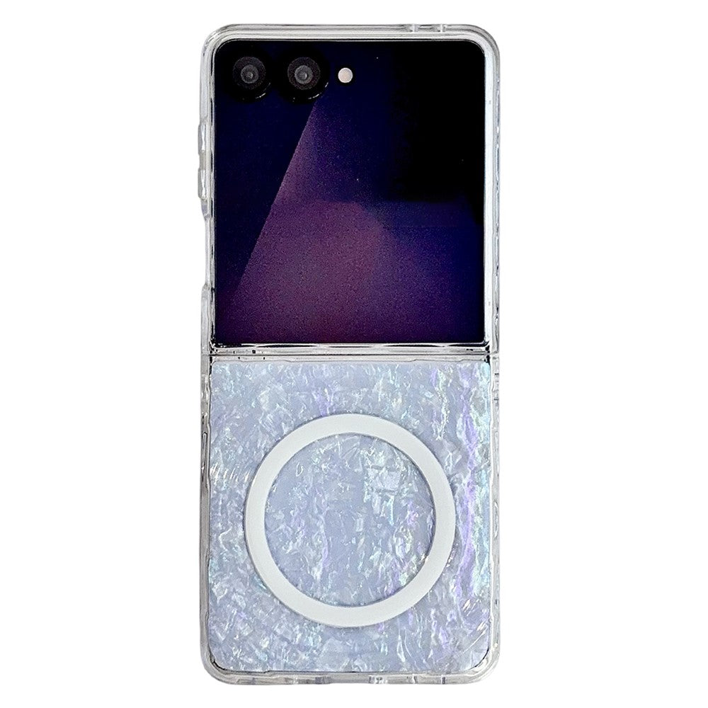 For Samsung Galaxy Z Flip8 Magnetic Case Shimmering Shell Pattern Hard PC Foldable Phone Cover