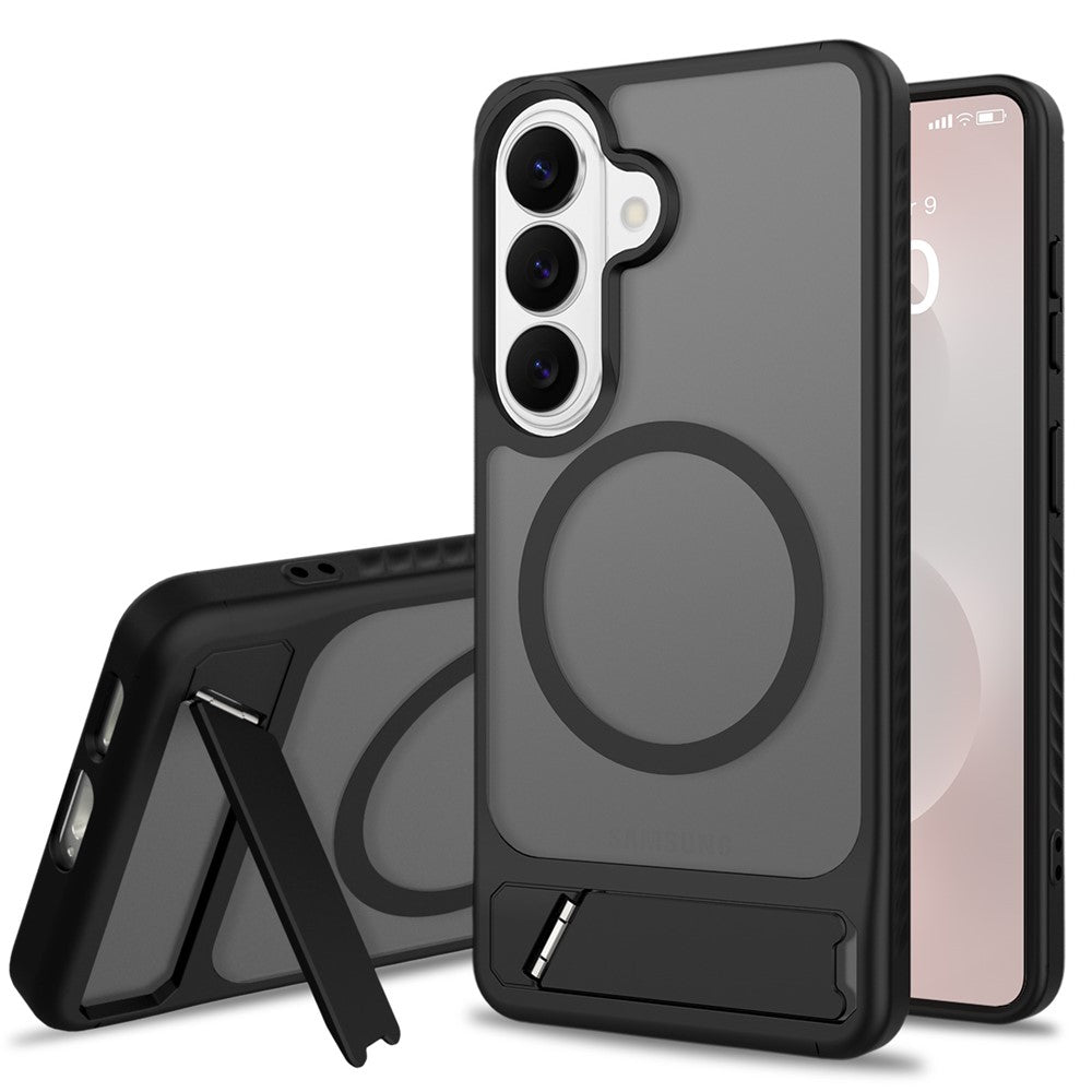 For Samsung Galaxy S26+ Magnetic Case Kickstand PC + TPU Skin Touch Phone Cover