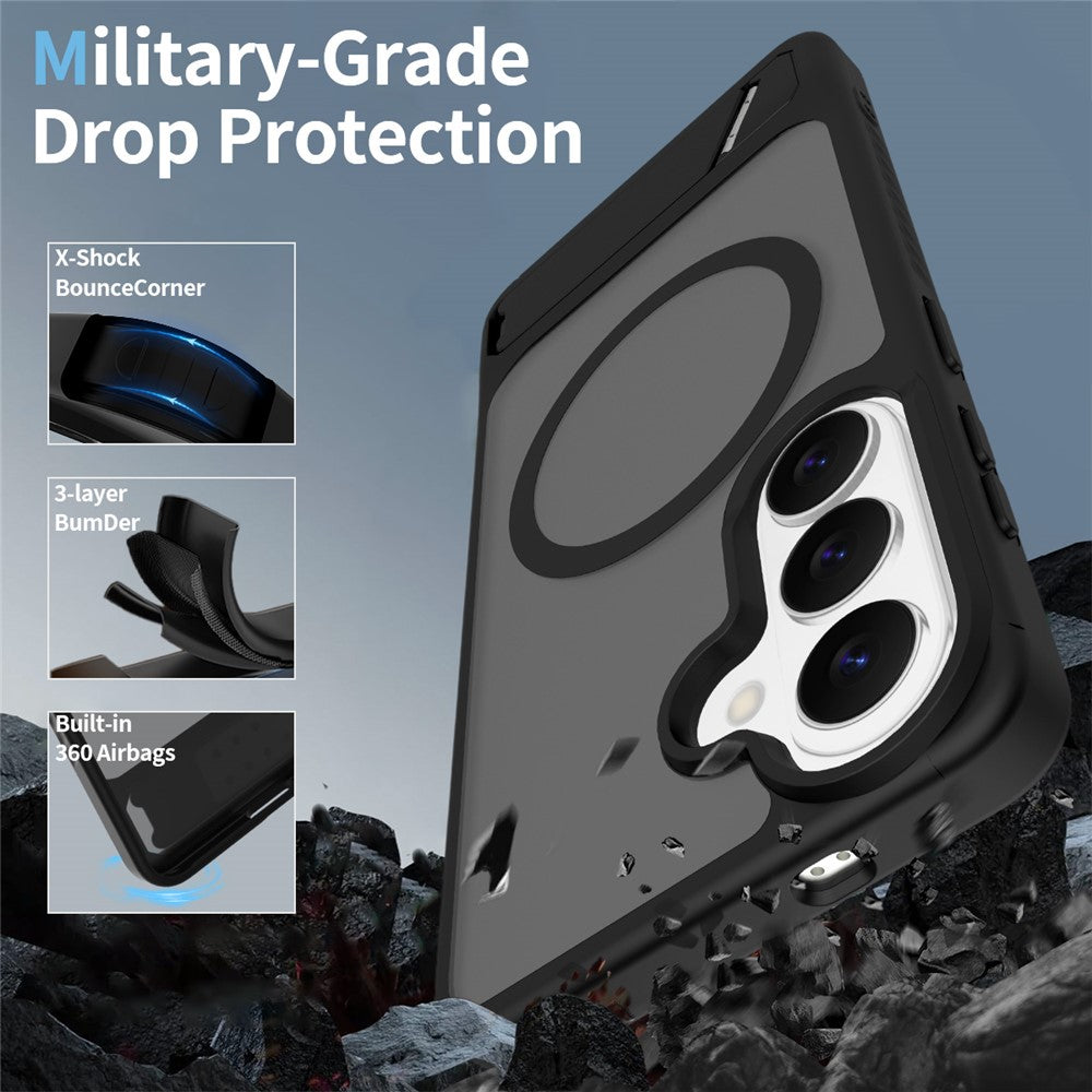 Magnetisk cover til Samsung Galaxy S26+ med stativ og PC + TPU-bagside med berøringsskærm