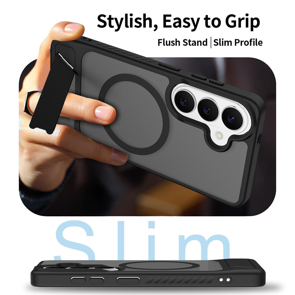 For Samsung Galaxy S26+ Magnetic Case Kickstand PC + TPU Skin Touch Phone Cover