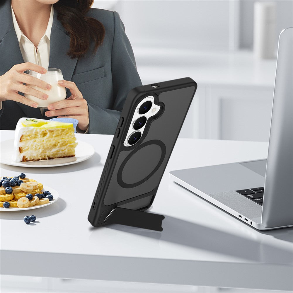 Magnetisk cover til Samsung Galaxy S26+ med stativ og PC + TPU-bagside med berøringsskærm
