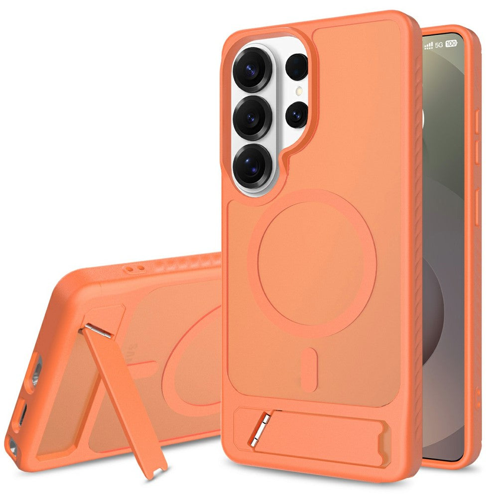 For Samsung Galaxy S26 Ultra Magnetic Case Kickstand PC + TPU Skin Touch Phone Cover