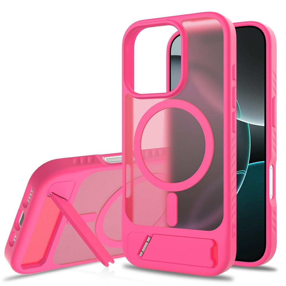 Til iPhone 16 Pro Magnetisk Cover med Stander PC + TPU Skin Touch Telefoncover