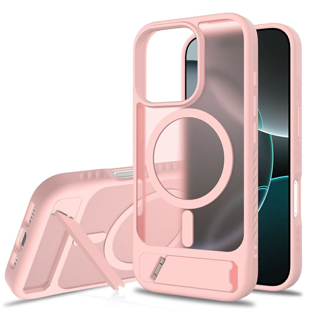 Til iPhone 16 Pro Magnetisk Cover med Stander PC + TPU Skin Touch Telefoncover
