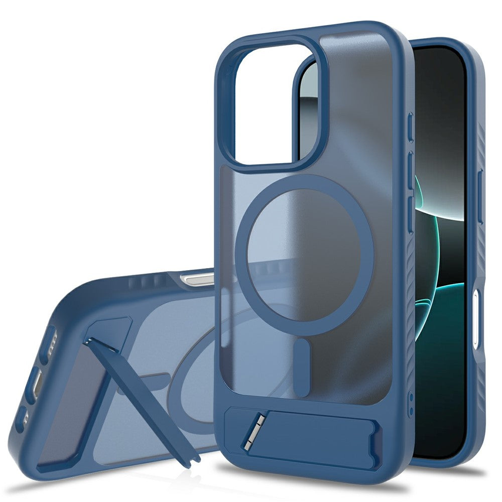 Til iPhone 16 Pro Magnetisk Cover med Stander PC + TPU Skin Touch Telefoncover