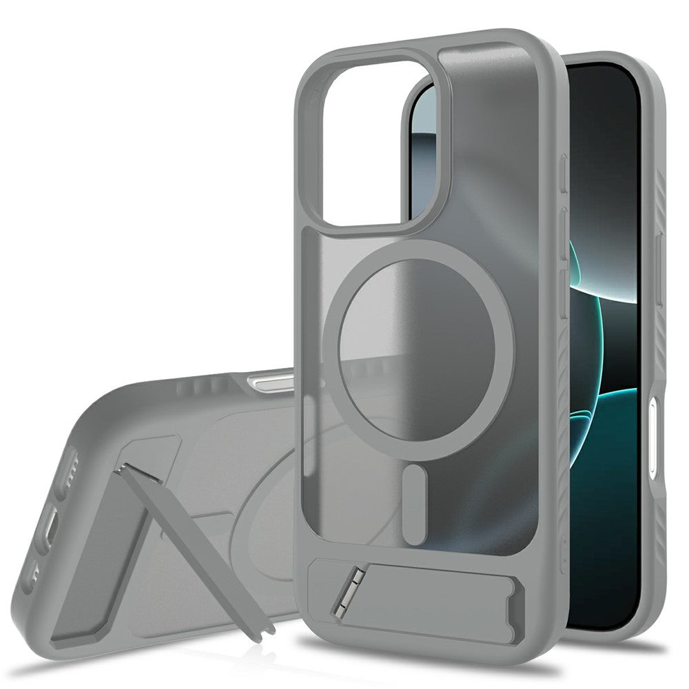 Til iPhone 16 Pro Magnetisk Cover med Stander PC + TPU Skin Touch Telefoncover